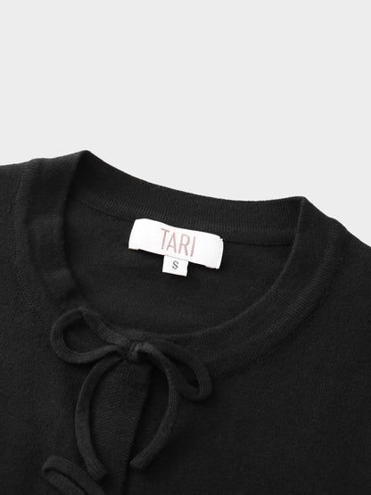 5 Bow Crop Cardigan-Black