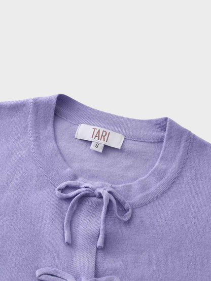 5 Bow Crop Cardigan-Lavender