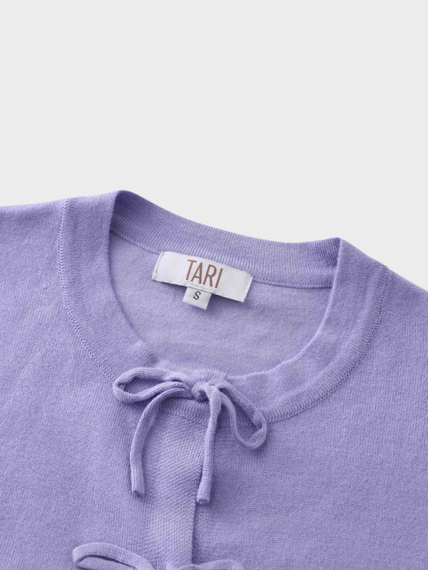 5 Bow Crop Cardigan-Lavender