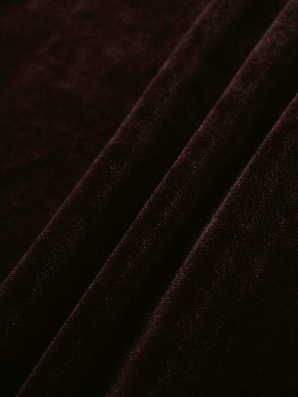 Velour Wrap Tie Maxi Dress-Brown