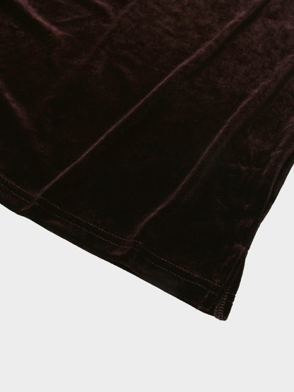Velour Wrap Tie Maxi Dress-Brown