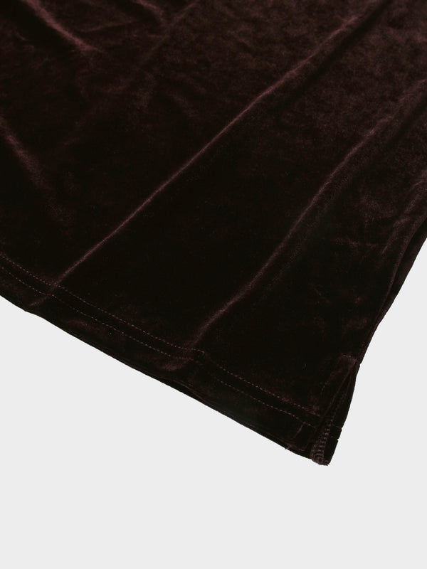 Velour Wrap Tie Maxi Dress-Brown