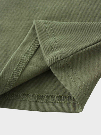 Basic High V Tee Long Sleeve-Army Green