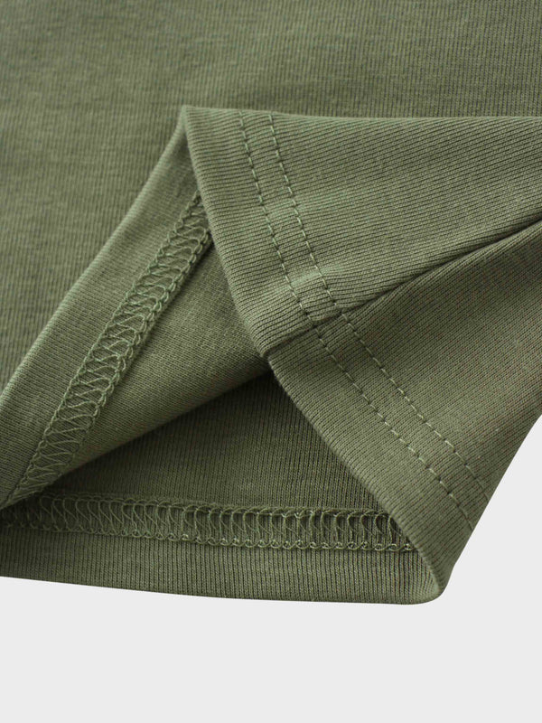 Basic High V Tee Long Sleeve-Army Green