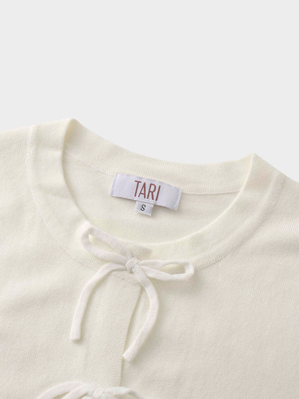 5 Bow Crop Cardigan-Ivory