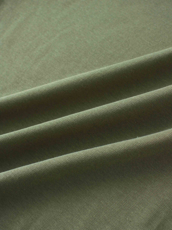 Basic High V Tee Long Sleeve-Army Green