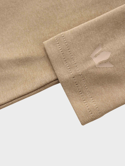 Basic High V Tee Long Sleeve-Taupe