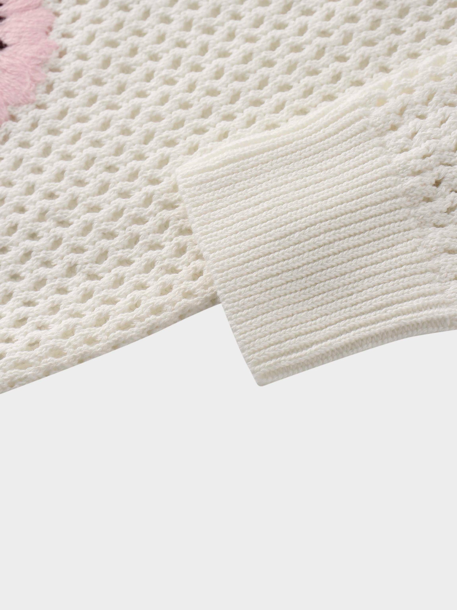 Embroidered Crochet Floral Sweater-Pink Floral