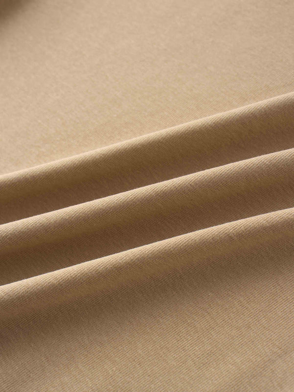 Basic High V Tee Long Sleeve-Taupe