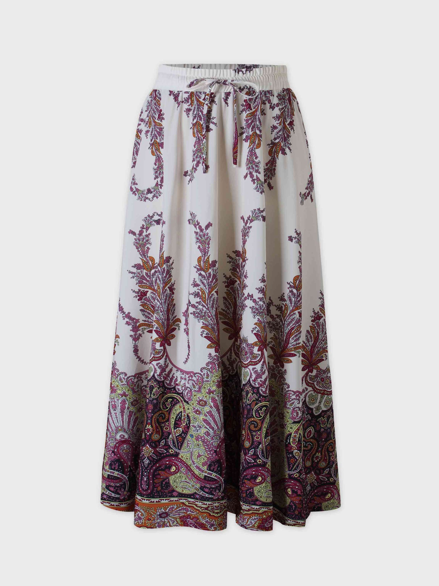 Drawstring Printed Skirt-Pink Floral