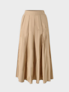 Cotton Pleated Skirt-Tan