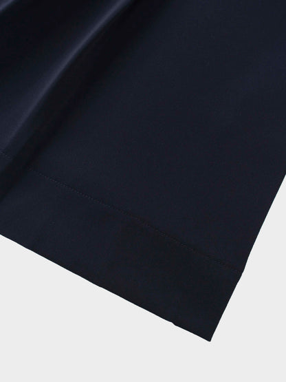 Side Pleat A-Line Short Skirt-Navy
