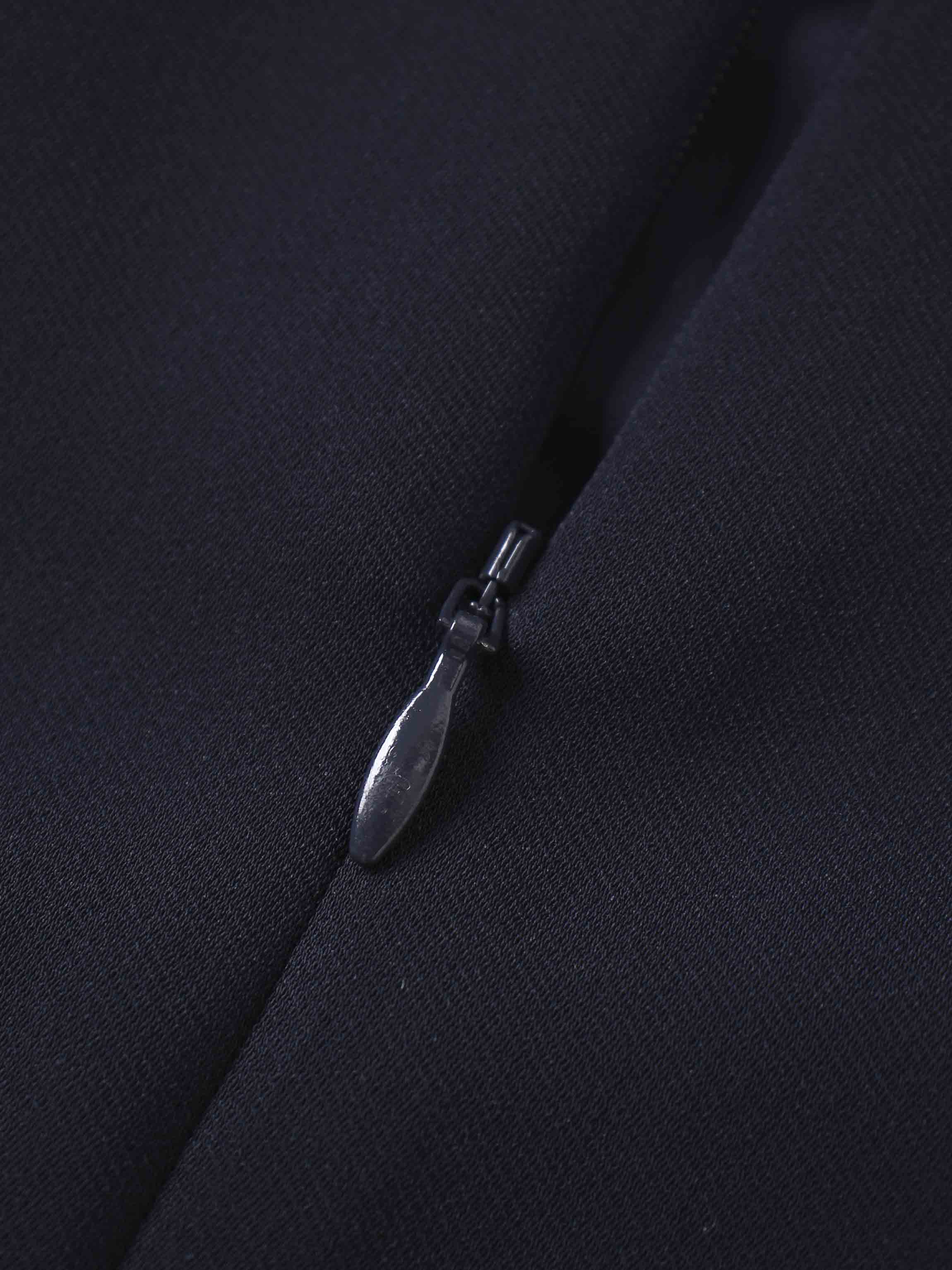 Side Pleat A-Line Short Skirt-Navy