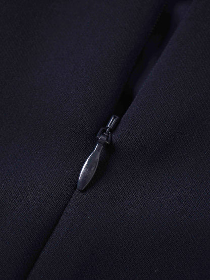 Side Pleat A-Line Short Skirt-Navy
