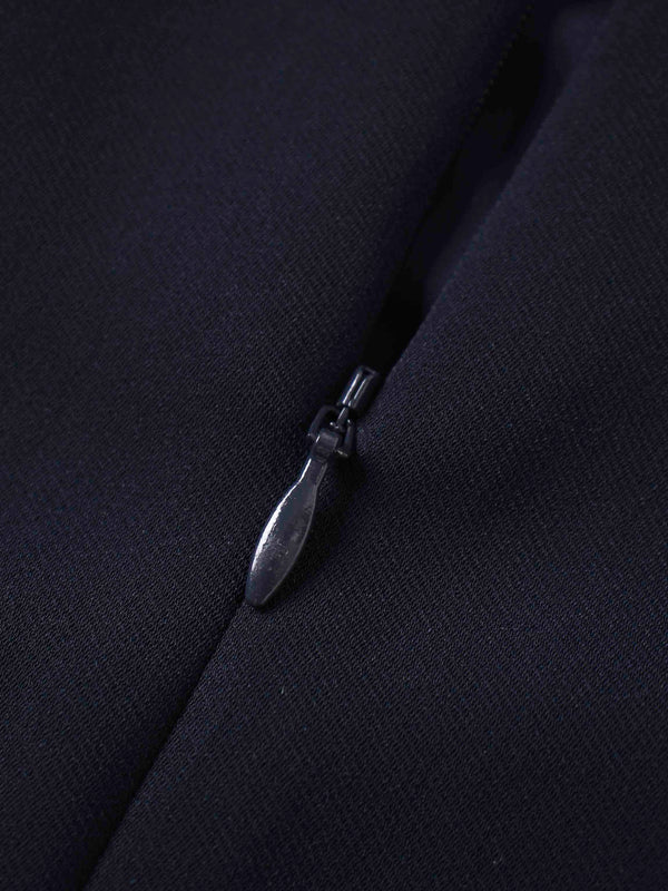 Side Pleat A-Line Short Skirt-Navy