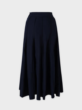 Cotton Pleated Skirt-Navy
