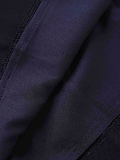 Side Pleat A-Line Short Skirt-Navy