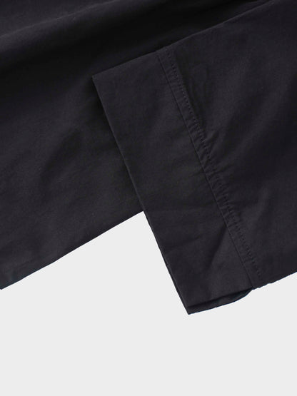Elastic Waist Tiered Shirtdress-Black