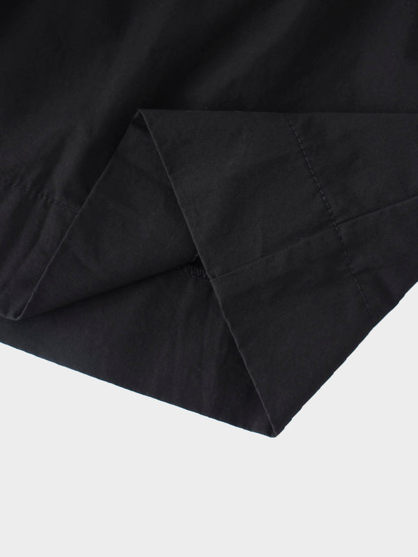 Elastic Waist Tiered Shirtdress-Black