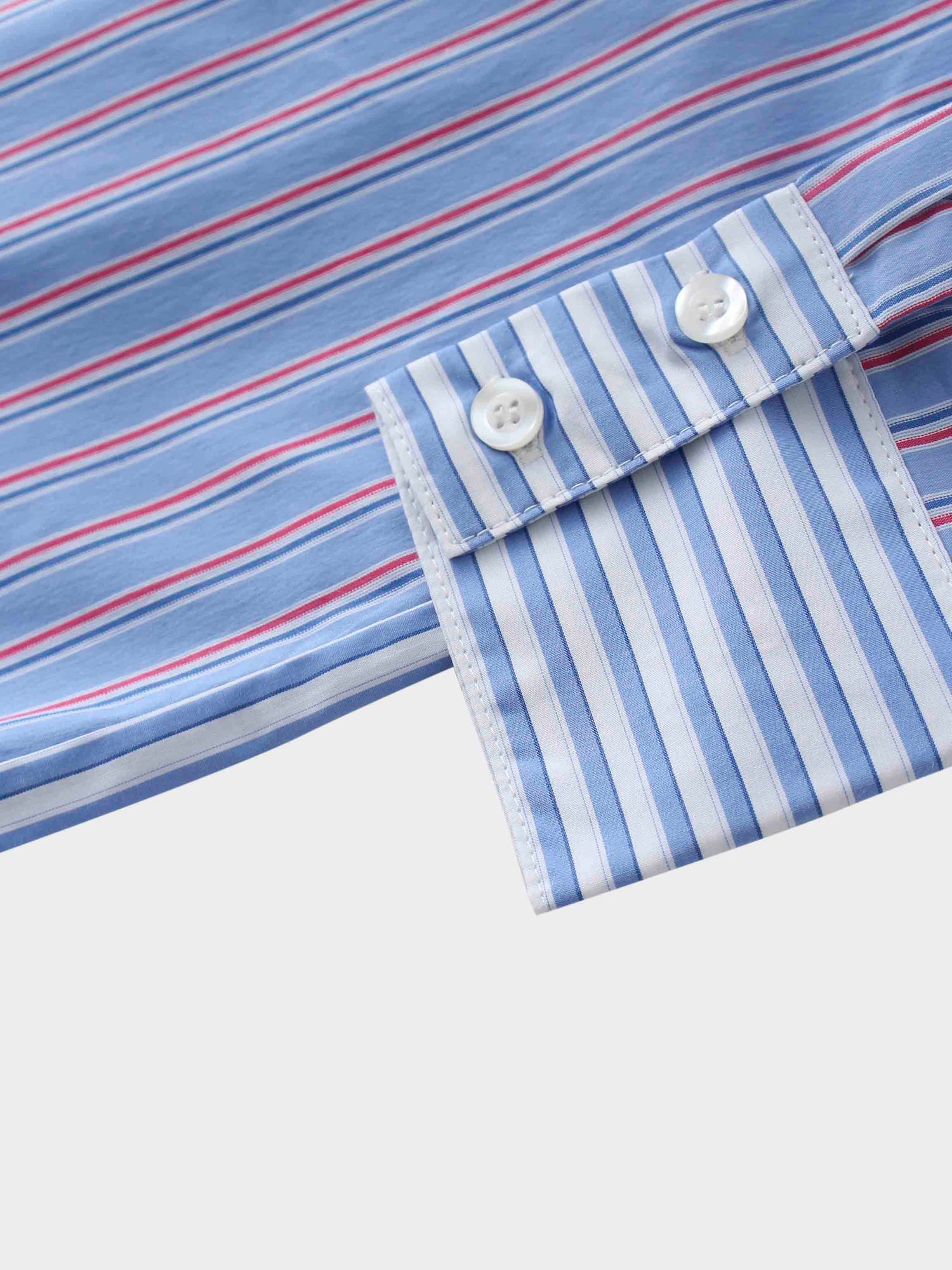 Mix Pinstripe Button Down Shirt-Blue