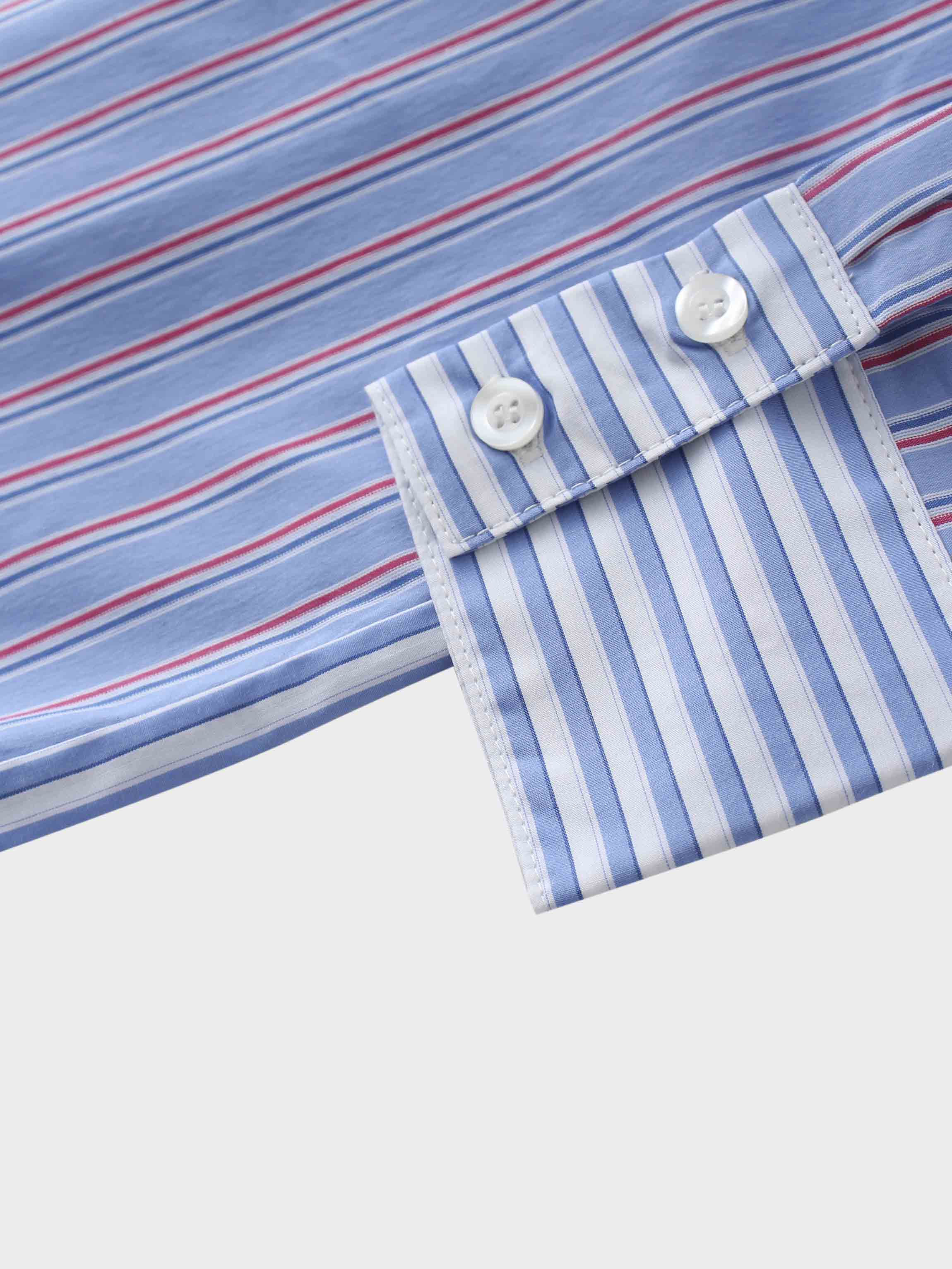 Mix Pinstripe Button Down Shirt-Blue