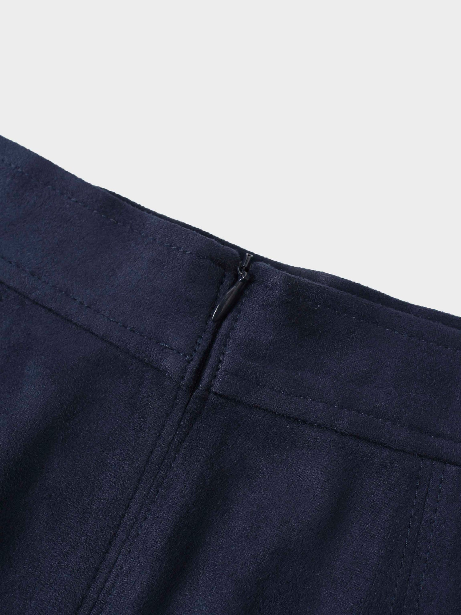 Suede Trumpet Skirt-Navy