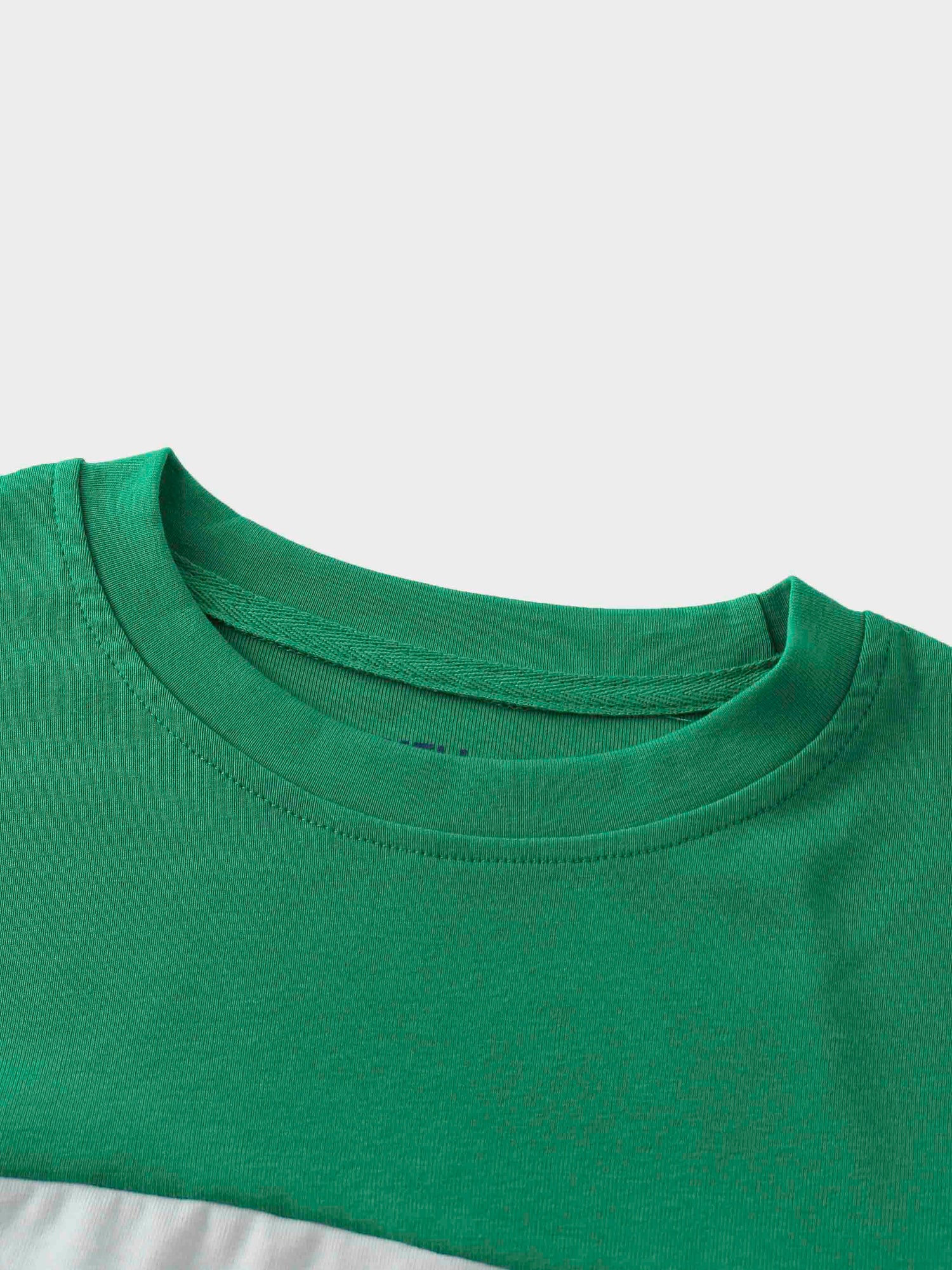 Wide Stripe Bomber Tee-Kelley Green/White
