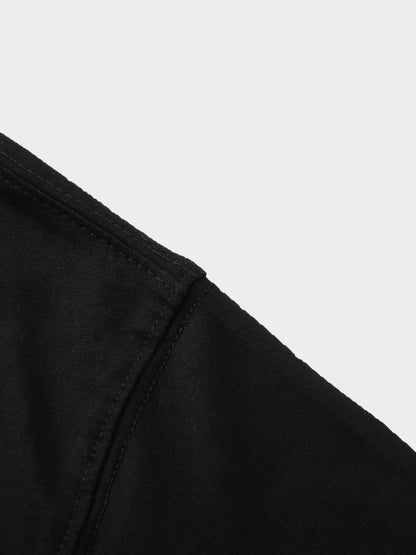 Oversized Rounded Hem T-Shirt-Black