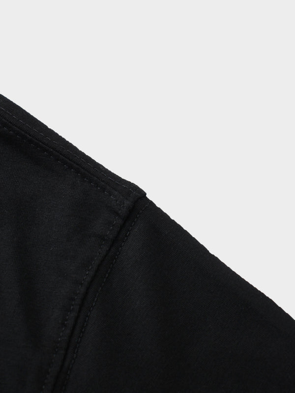 Oversized Rounded Hem T-Shirt-Black