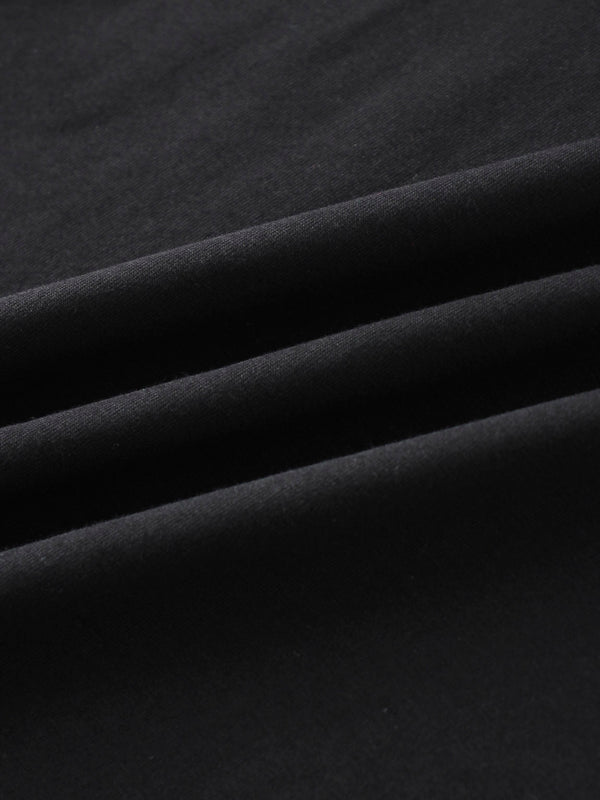 Oversized Rounded Hem T-Shirt-Black