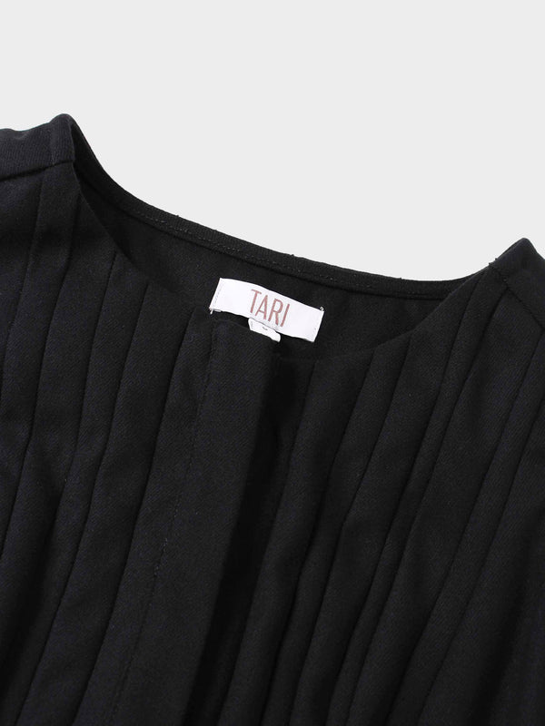 Stitch Down Pleat Jumper-Black