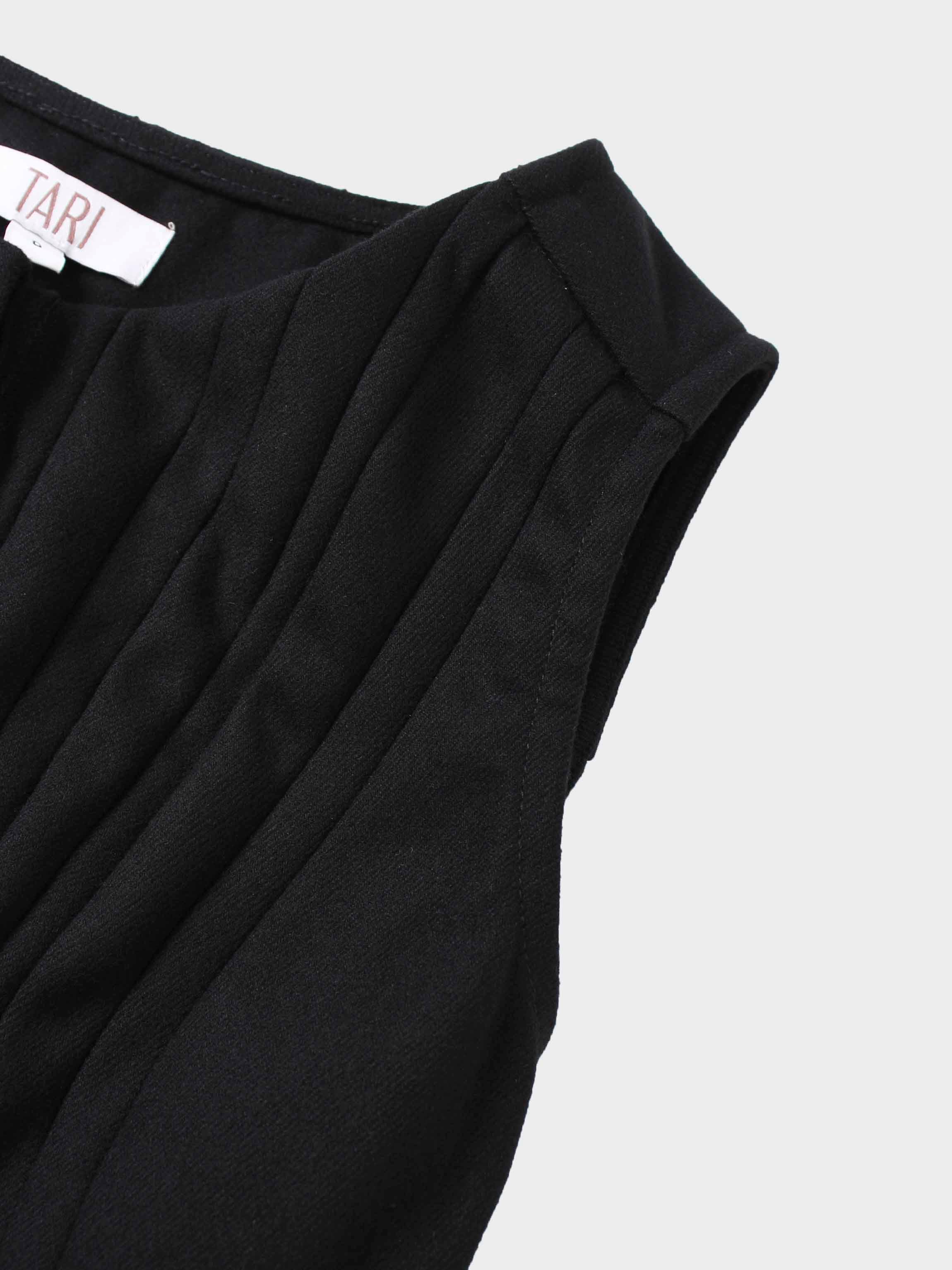 Stitch Down Pleat Jumper-Black