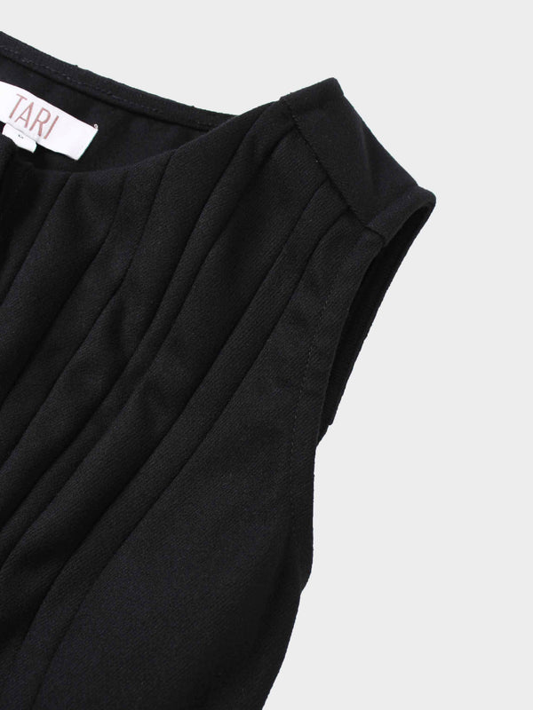 Stitch Down Pleat Jumper-Black