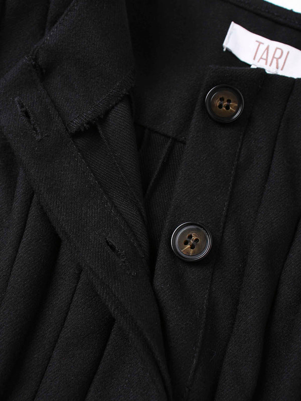 Stitch Down Pleat Jumper-Black