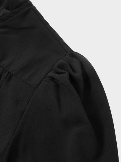 Asymmetrical Bottom Belted Dress-Black