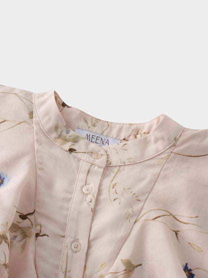 Double Ruffle Blouse-Pink Floral
