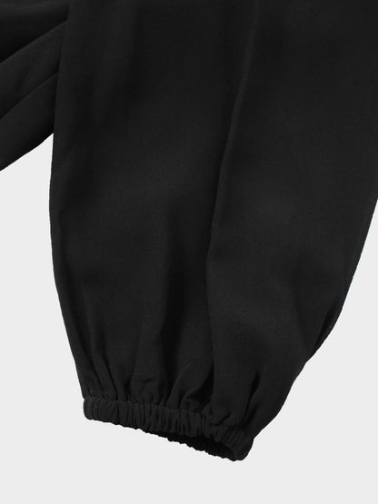 Asymmetrical Bottom Belted Dress-Black