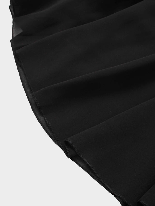 Asymmetrical Bottom Belted Dress-Black