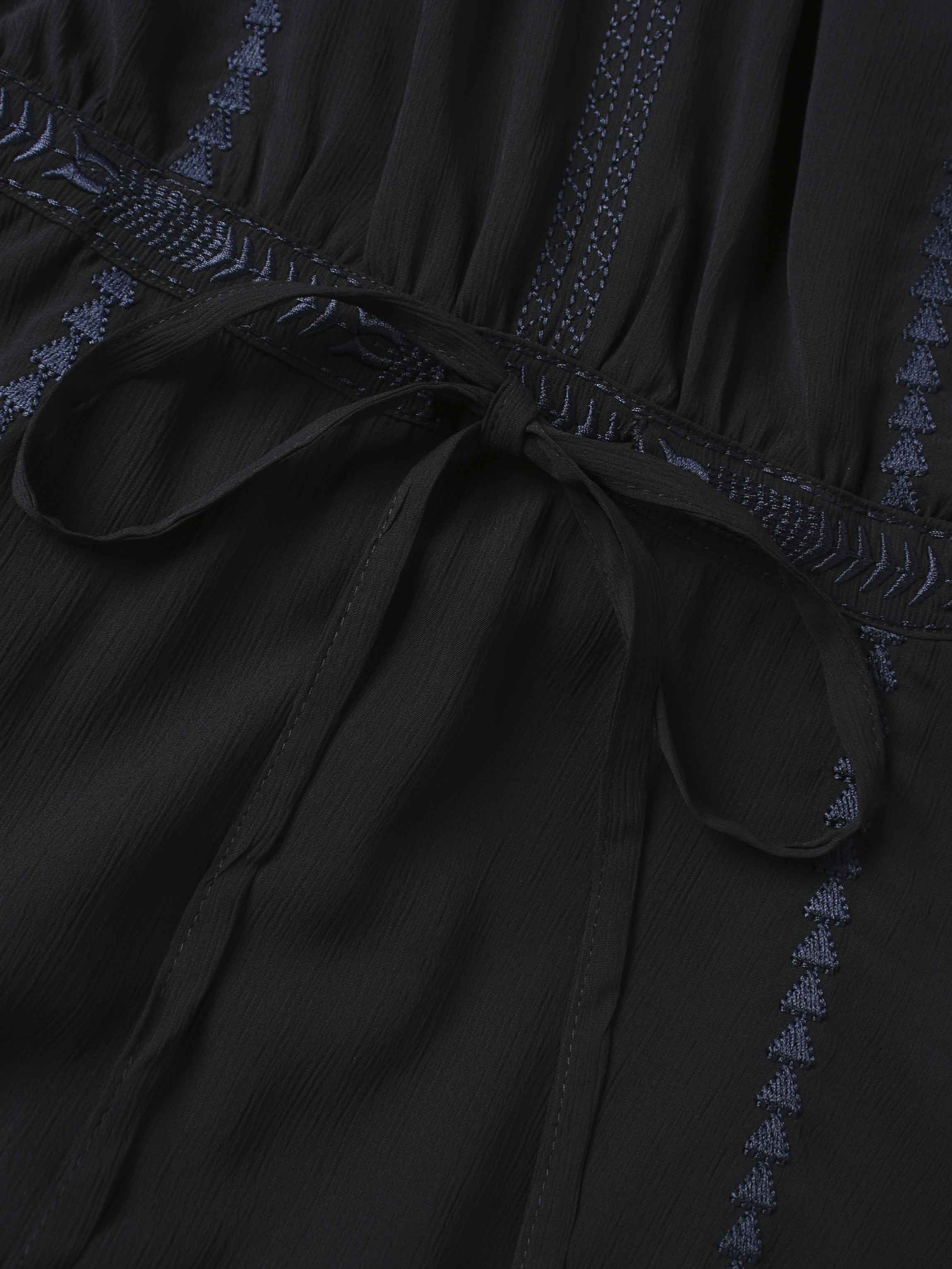 Tiered Dress-Black/Navy