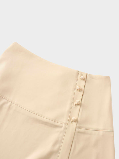Side Button Yoke Skirt-Bone