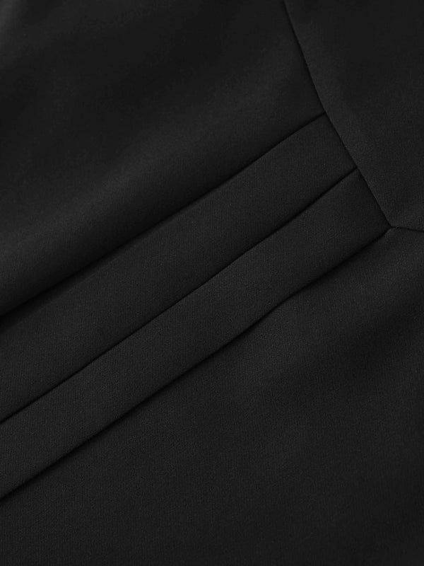 Side Pleat A-Line Short Skirt-Black