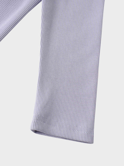 Soft Ribbed High V Tee-Lilac