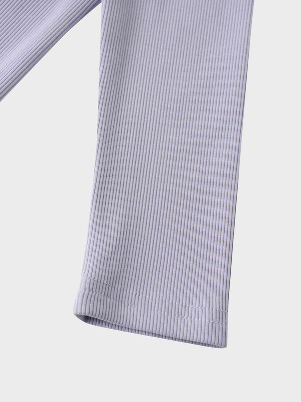 Soft Ribbed High V Tee-Lilac