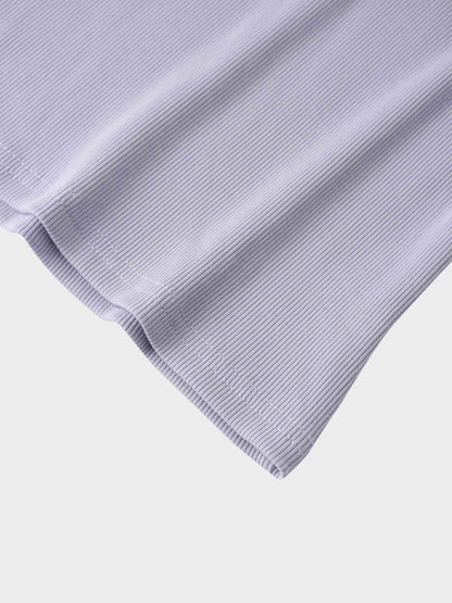 Soft Ribbed High V Tee-Lilac