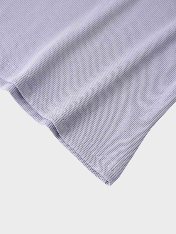 Soft Ribbed High V Tee-Lilac