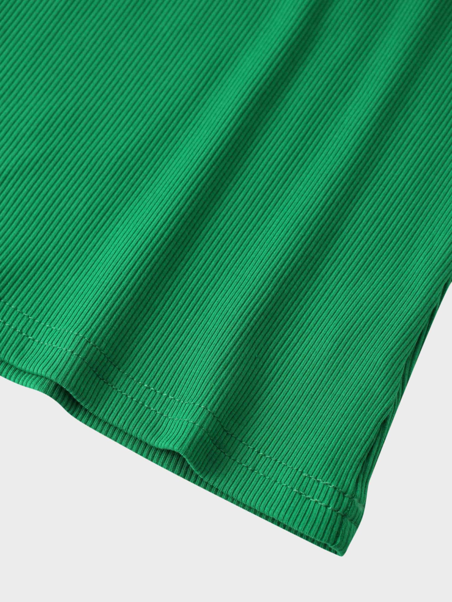 Soft Ribbed High V Tee-Kelly Green