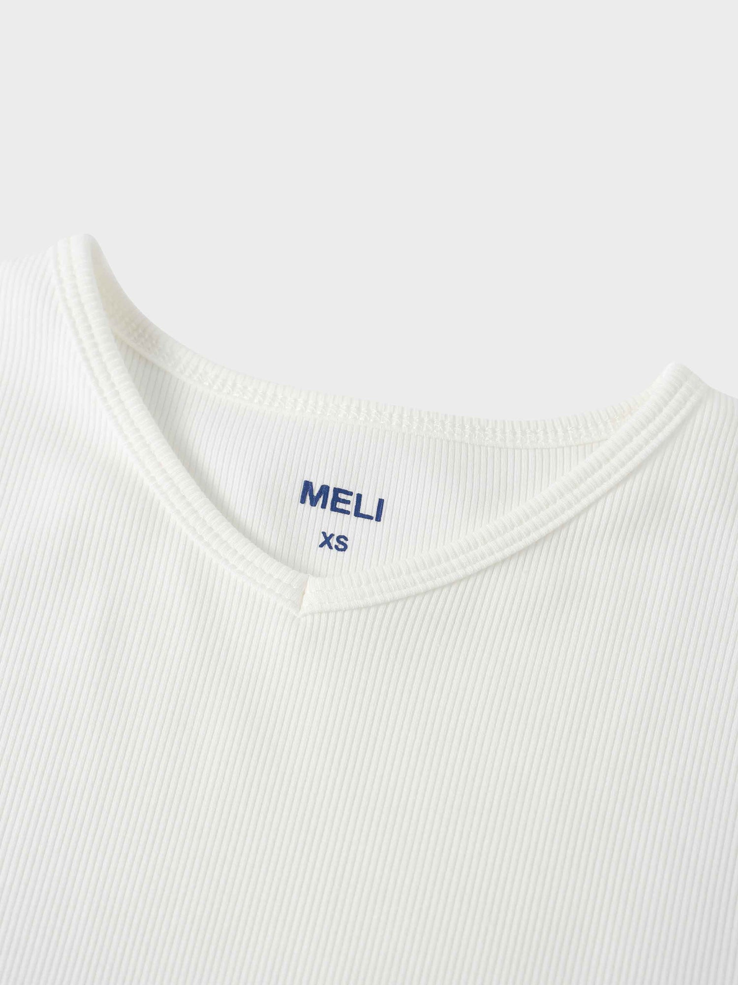 Soft Ribbed High V Tee-White