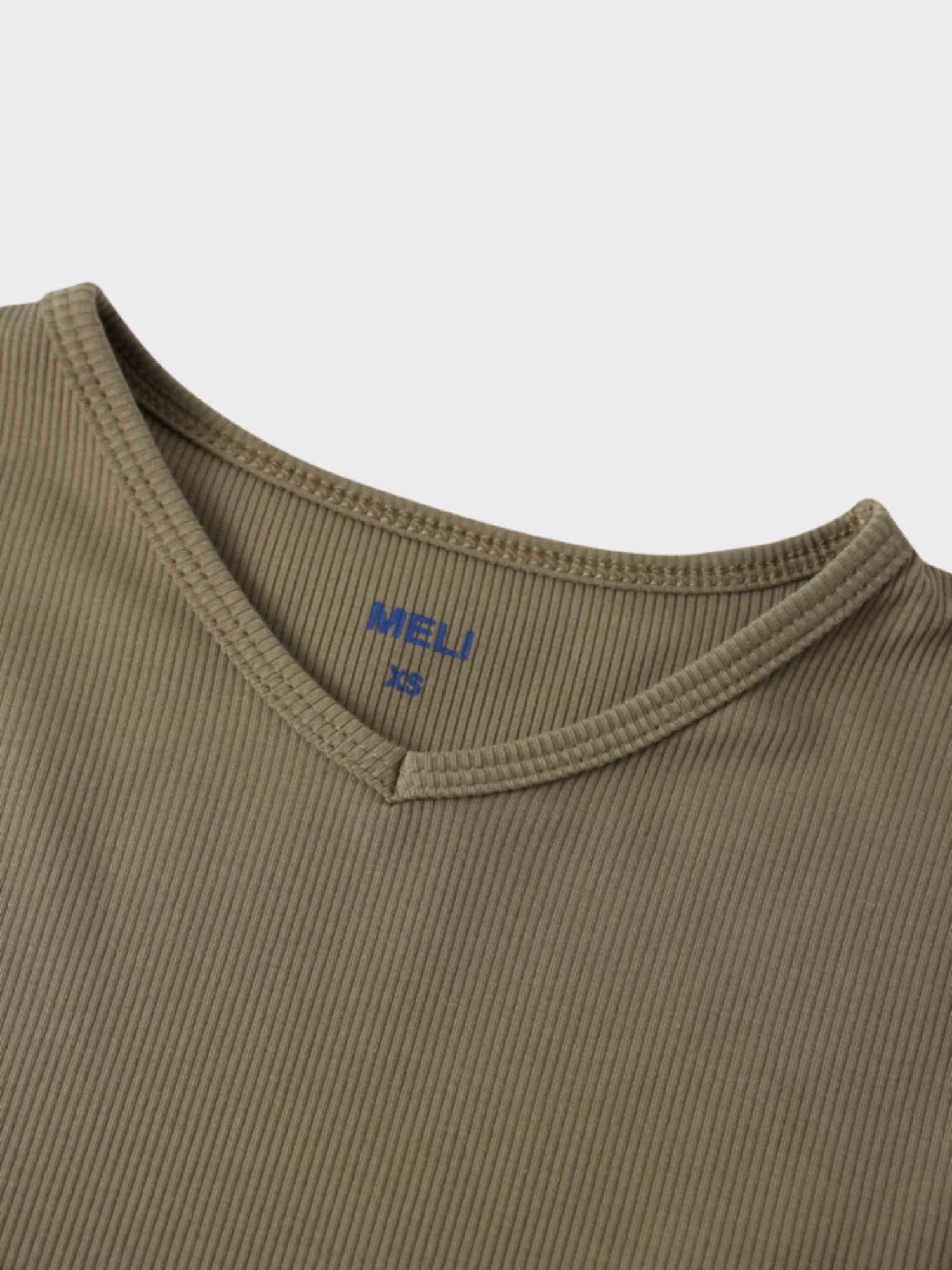 Soft Ribbed High V Tee-Olive Green