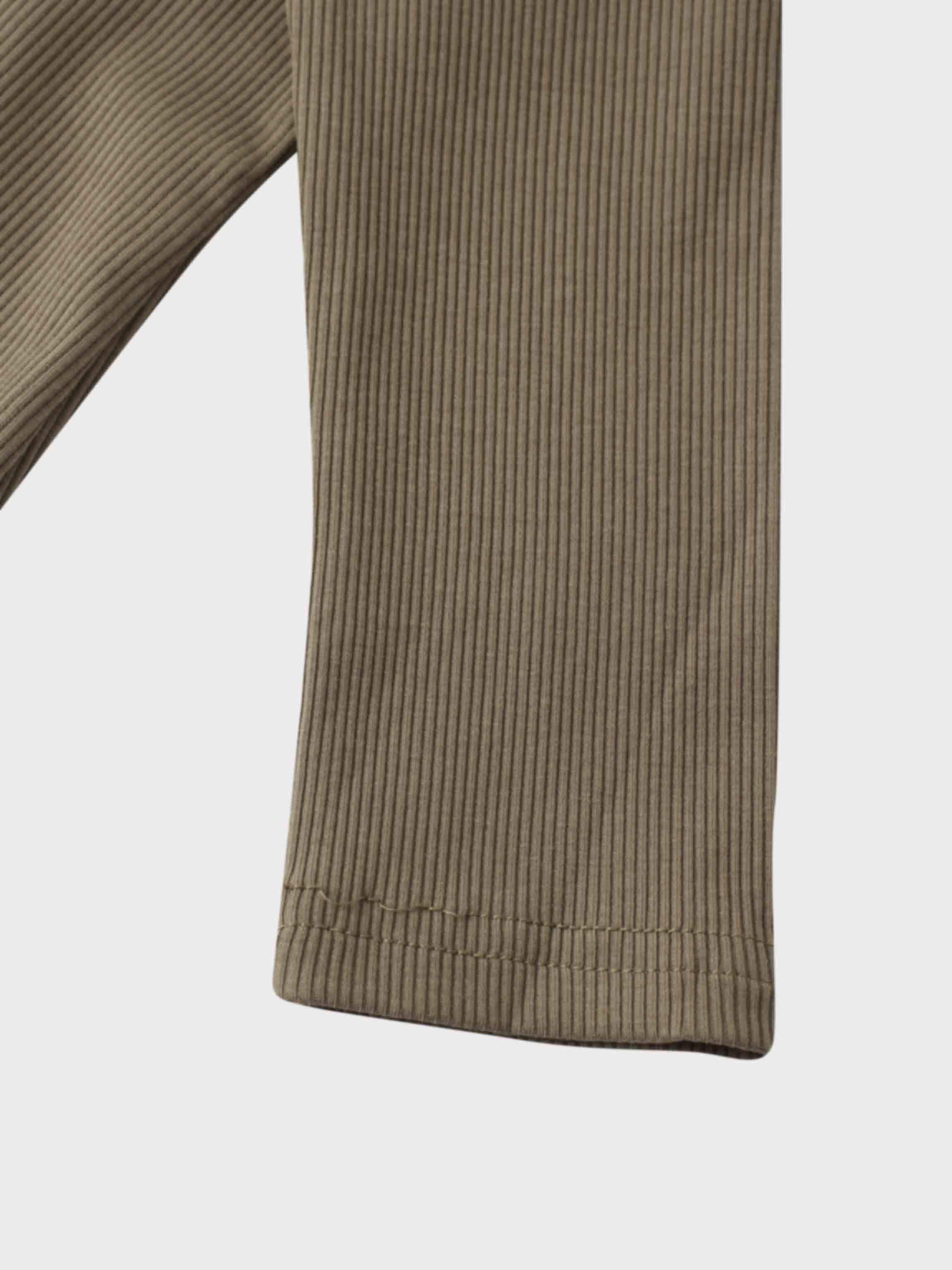 Soft Ribbed High V Tee-Olive Green