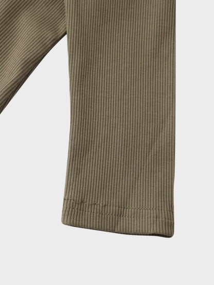 Soft Ribbed High V Tee-Olive Green